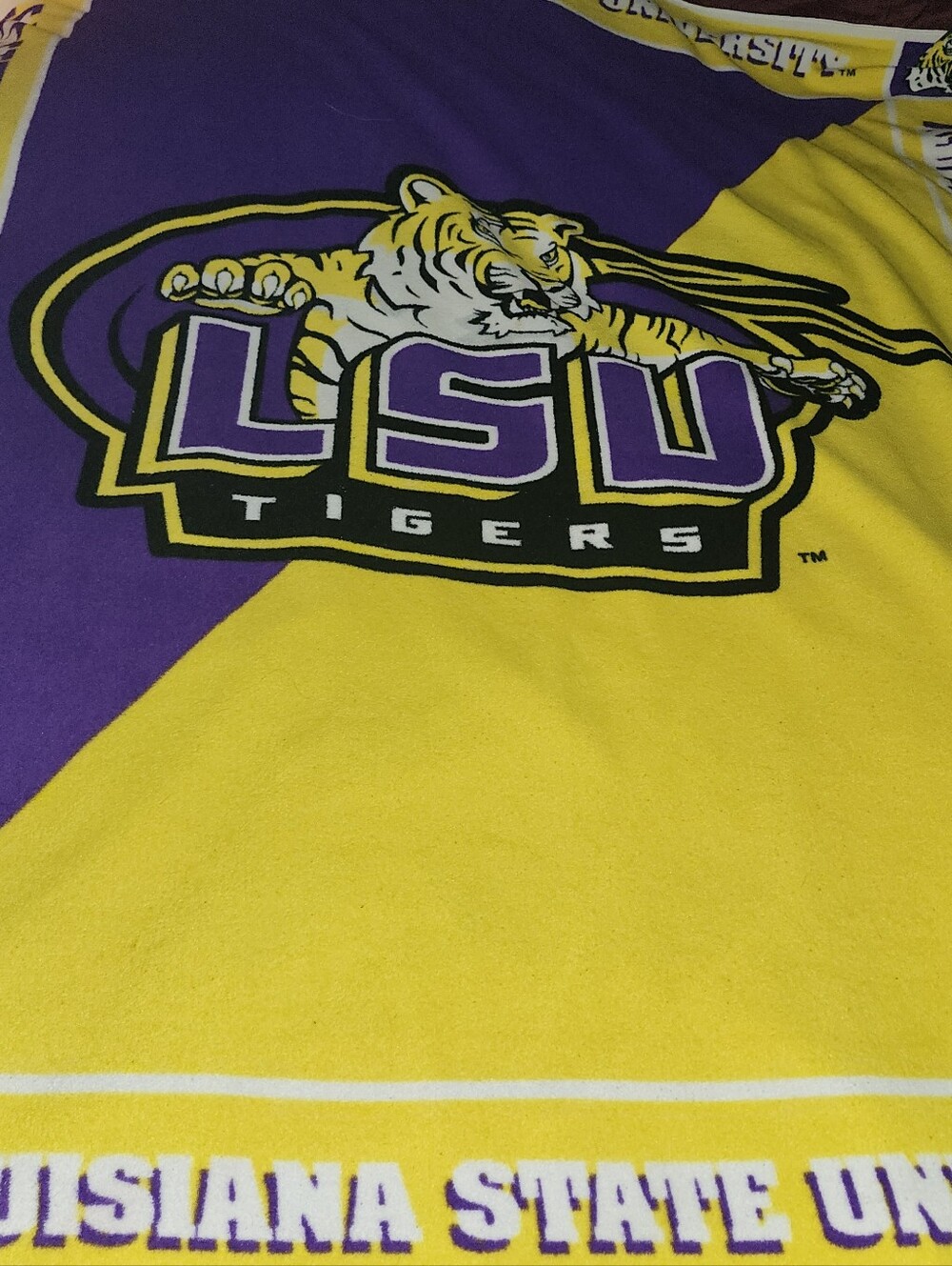 LSU TIGER THROW BLANKET WITH A PILLOW CASE - Purple & GOLD